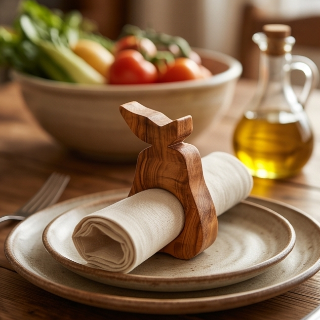Olive Wood Fish Shaped napkin Holder