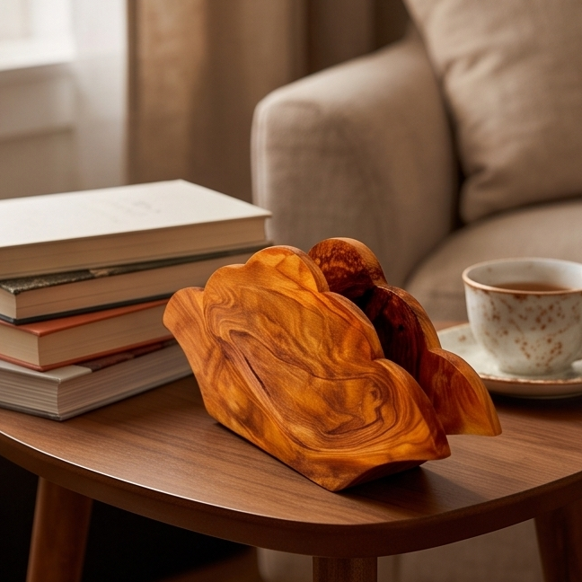 Olive Wood Pear Shaped Napkin Holder