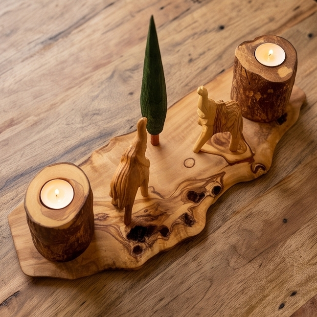 Hand Carved elephant figurine set