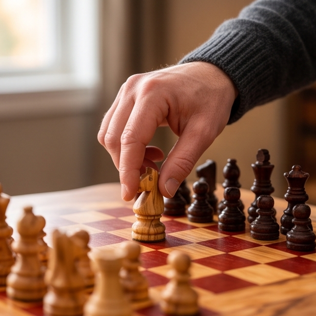 Handcrafted Olive Wood Chess Set | Red or Black Playing Area | Live Edge Board