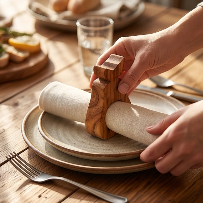 Olive Wood Fish Shaped napkin Holder
