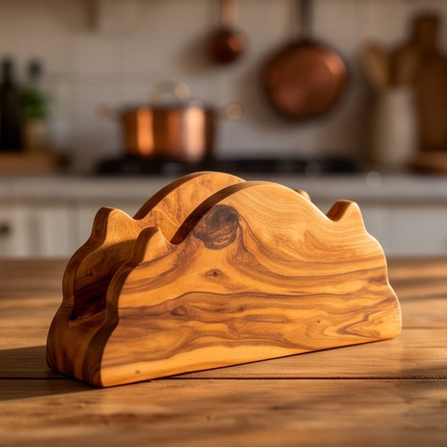 Olive Wood Pear Shaped Napkin Holder
