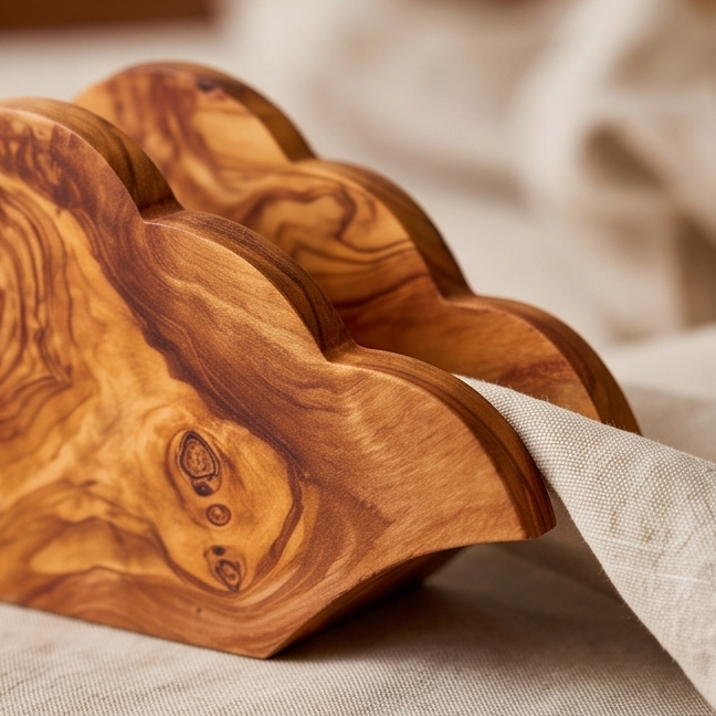 Olive Wood Pear Shaped Napkin Holder