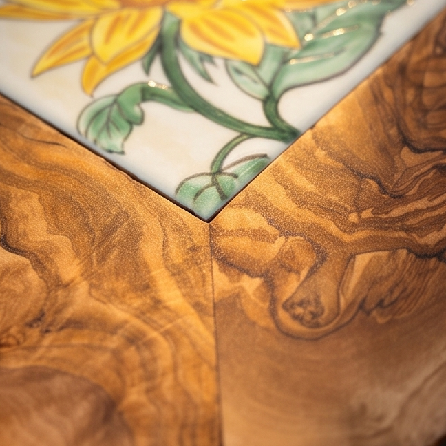 Rustic Olive Wood Ceramic Restaurant Serving Tray