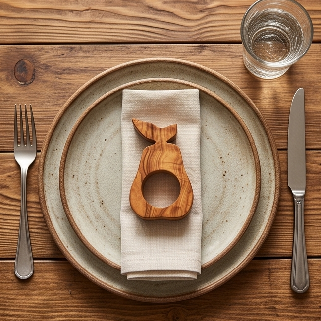 Olive Wood Boat Shaped Napkin Holder