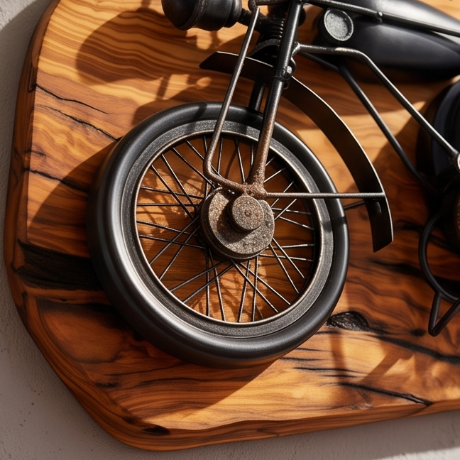 Beautiful rustic motorbike clock