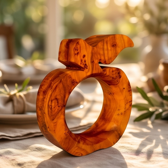 Olive Wood Pear Shaped Napkin Holder