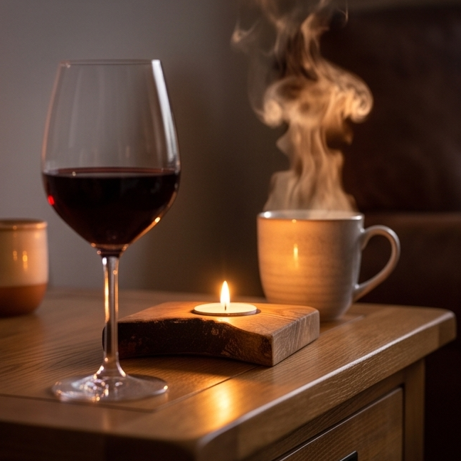 Olive Wood Flat Wooden Tealight Candle Holder | Various Sizes