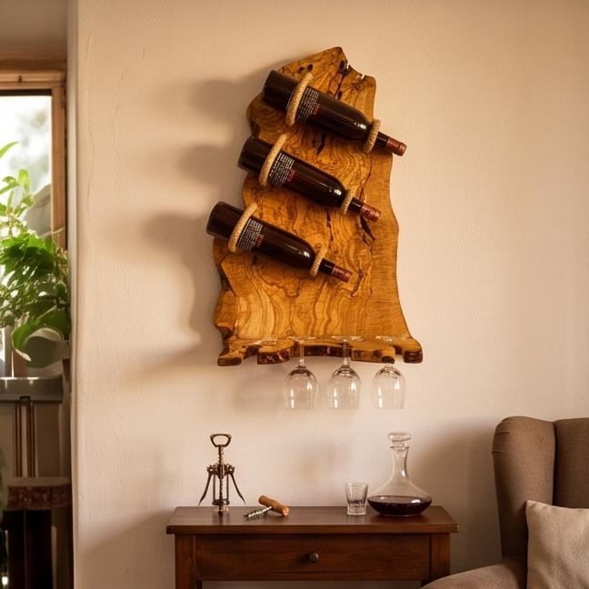 Olive Wood Rustic Shape two Bottles Holder , wine bottles holder, bar accessories, gift