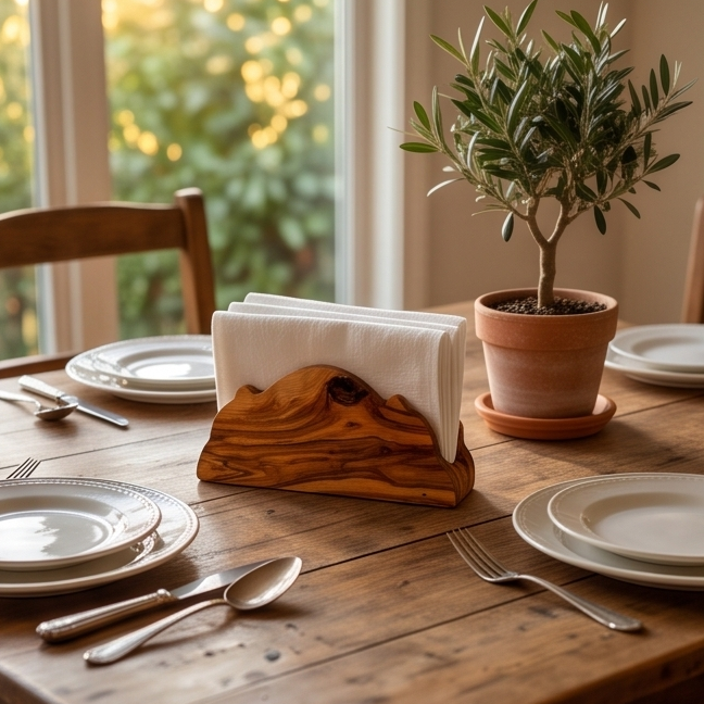 Olive Wood Classic Napkin Holder