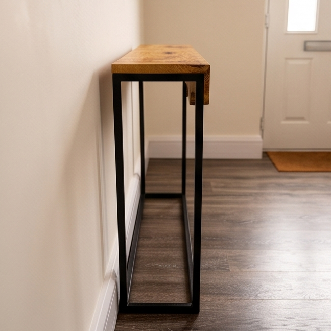 Hand made olive wood mirror and console table set