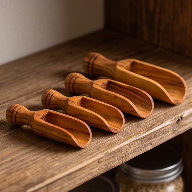 Olive Wood Wooden Handcrafted Spice Scoop | Various Sizes