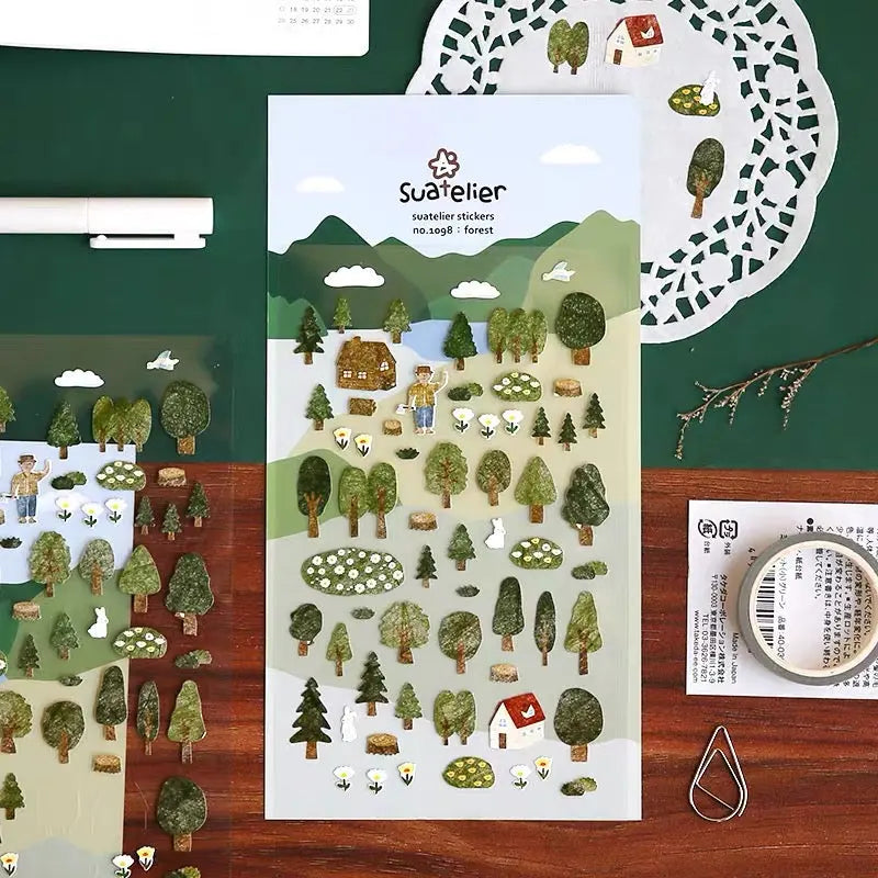 Suatelier Forest Botanical Stickers - Nature Decals for Journaling