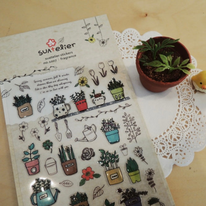 Suatelier Fragrance Decorative Floral Sticker Sheet for Journaling