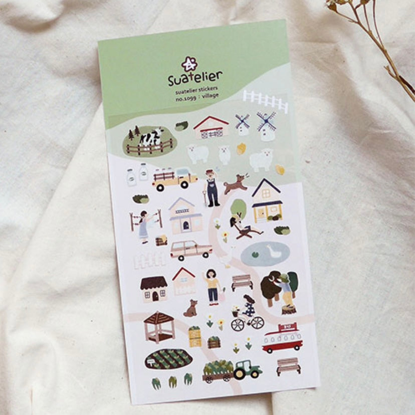 Suatelier Village Decorative Stickers for Journaling and Scrapbooking