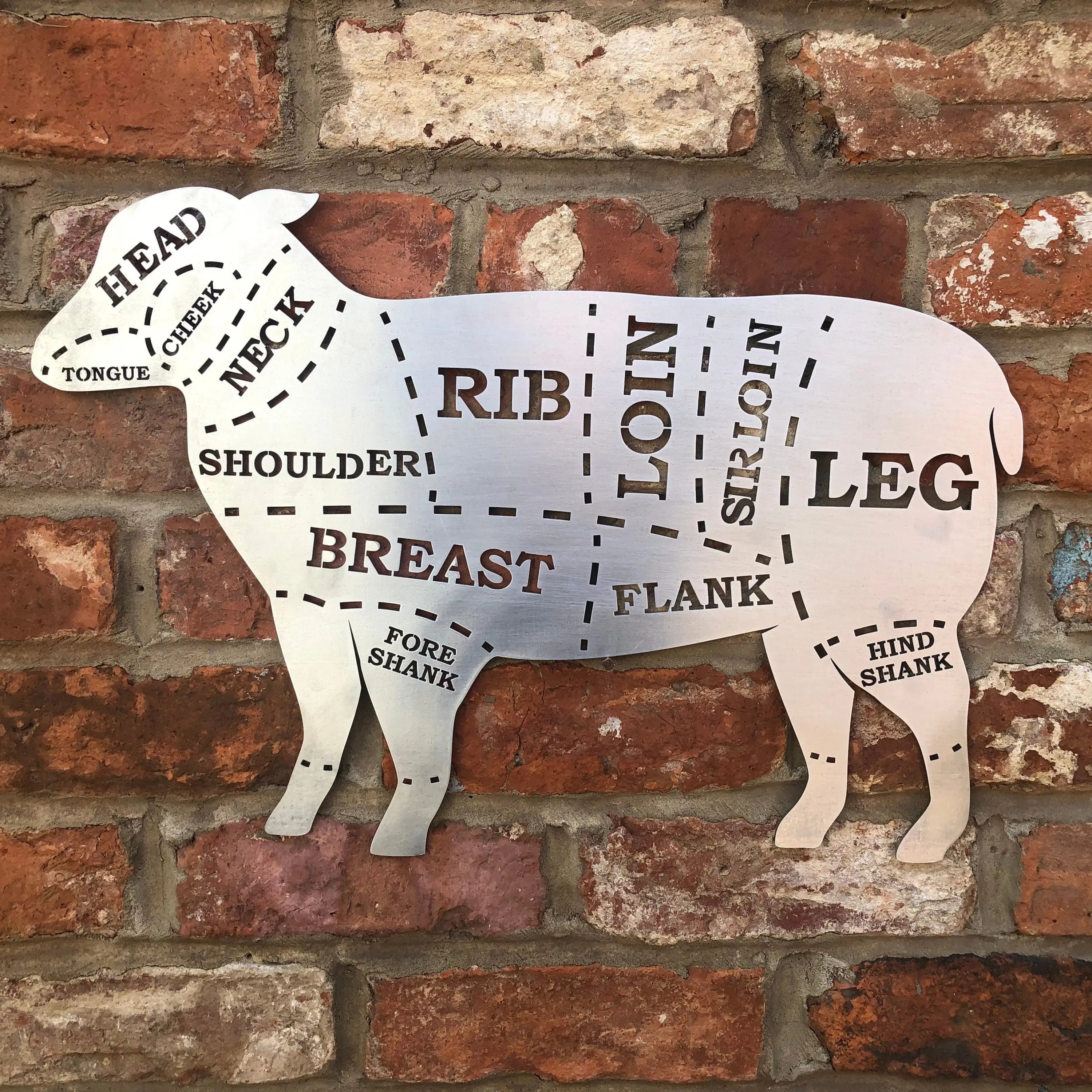 Rustic Warehouse Norfolk Lamb Metal Wall Art – Galvanized Steel Garden Decor