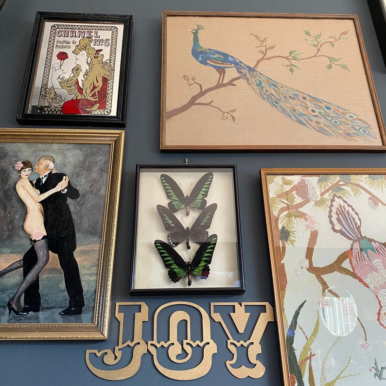 Rustic Warehouse Norfolk JOY Metal Letters – Distressed Gold 5" Decor