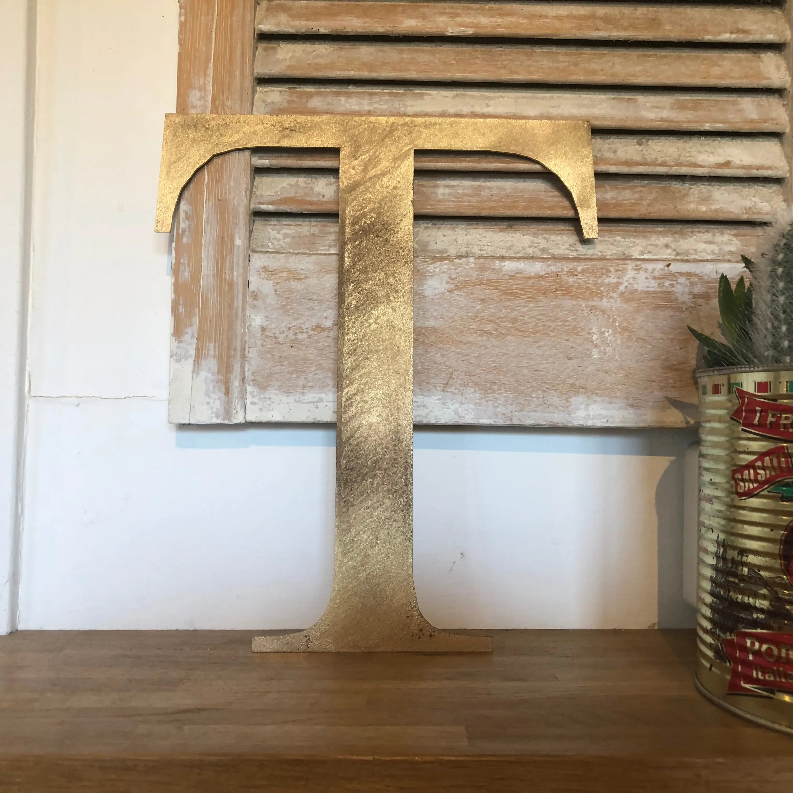 Rustic Distressed Gold Metal Letters | Classic Steel Wall Signage by RWN