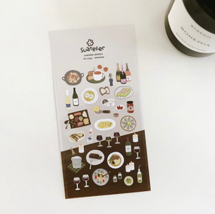 Suatelier Wine Bar Decorative Sticker Sheet for Journaling | LuLuFun