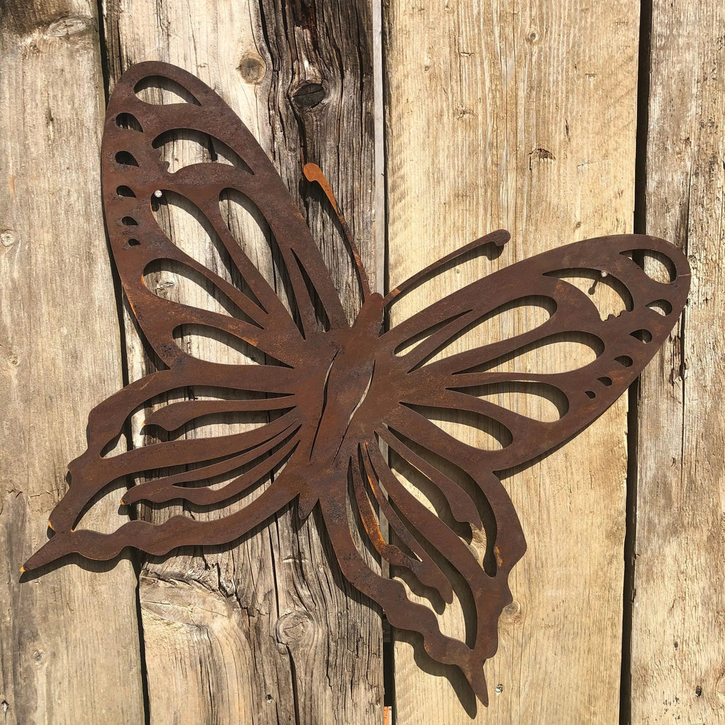 Large Rusty Metal Butterfly Wall Art – Rustic Steel Garden Ornament