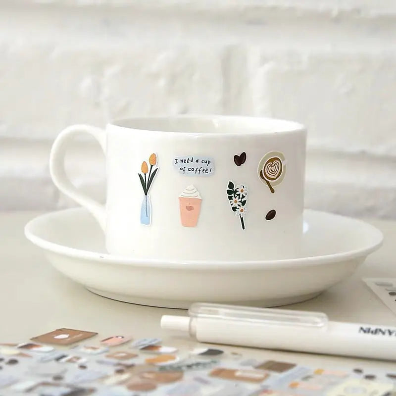 Coffee Decorative Stickers for Journaling by Suatelier | 1 Sheet