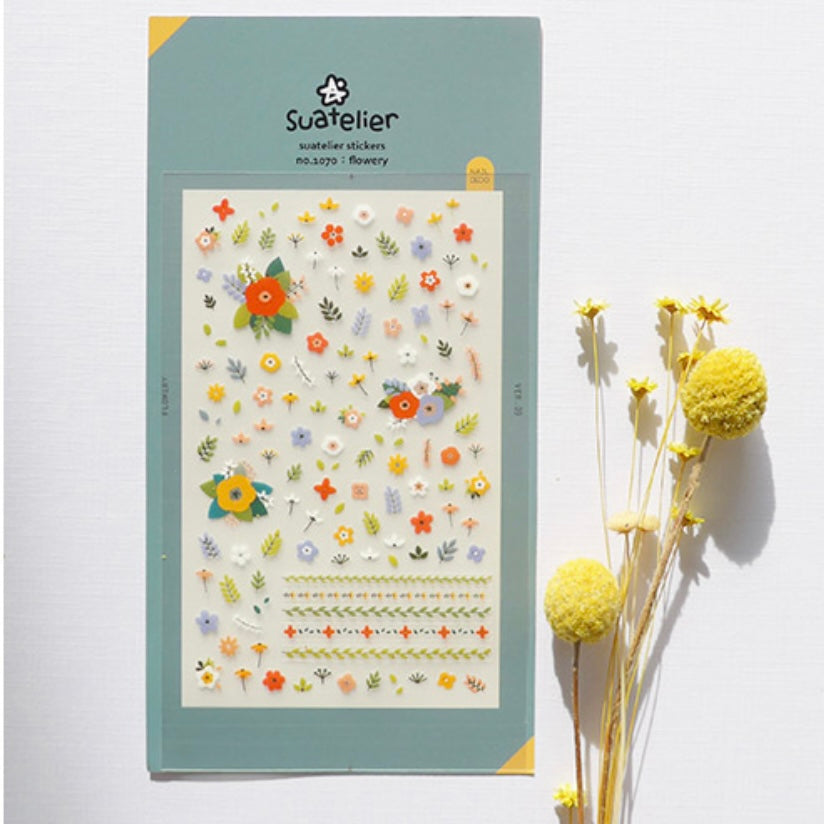 Suatelier Flowery Floral Stickers for Journaling and Scrapbooking
