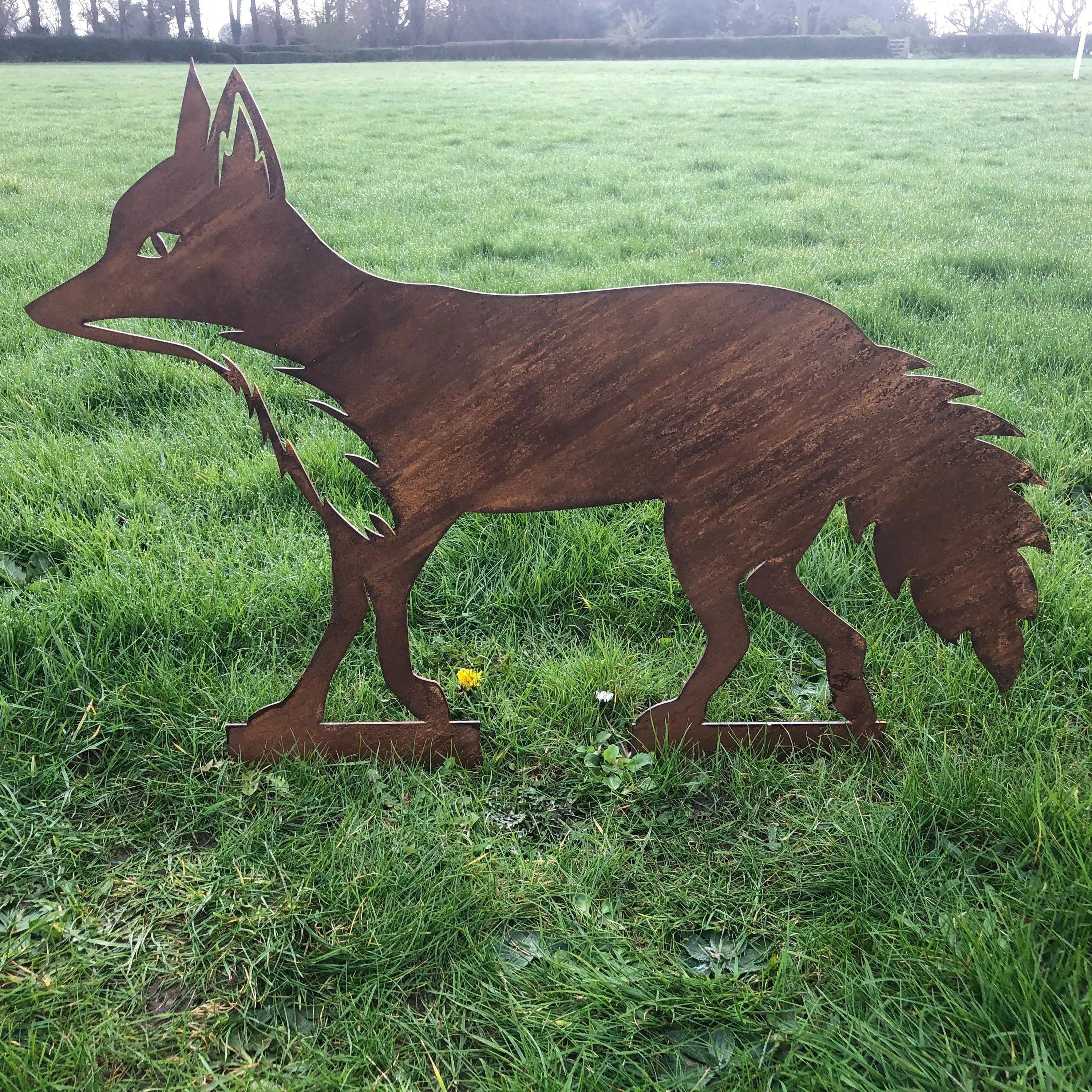 Rustic Warehouse Norfolk | Rusty Metal Walking Fox Garden Statue - 75cm
