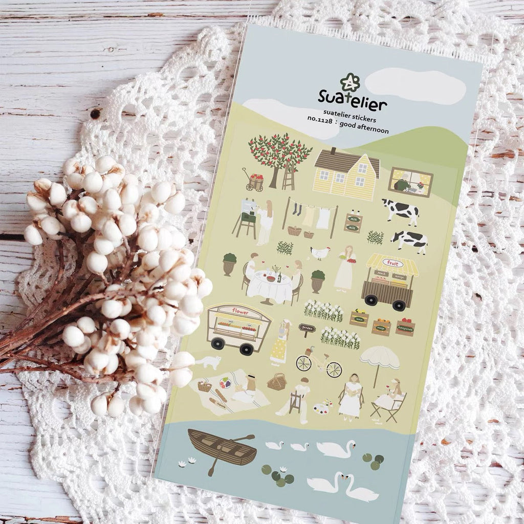 Suatelier Good Afternoon Decorative Stickers for Journaling - 1 Sheet