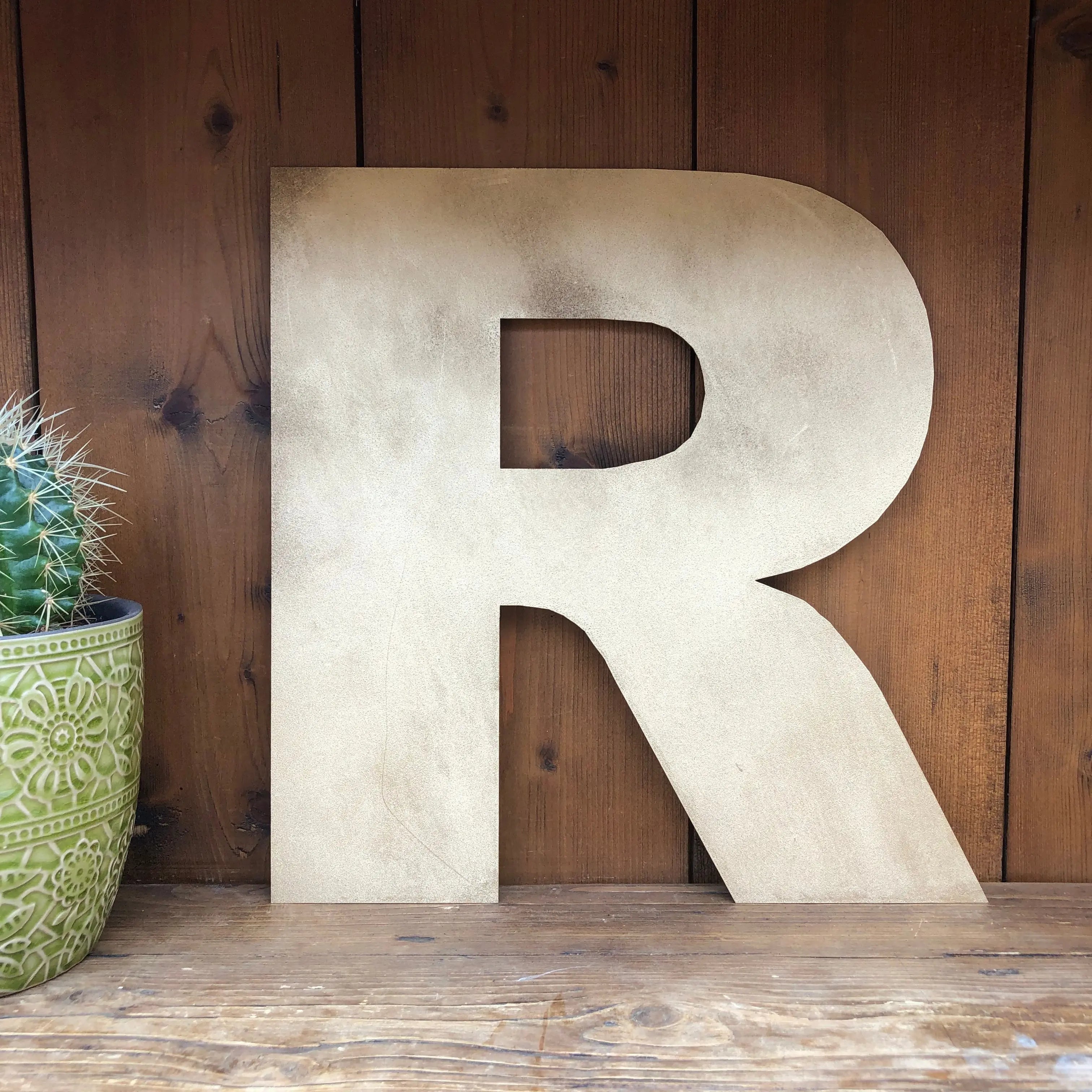 Rustic Warehouse Gold Metal Alphabet Letters – Vintage Fat Font Signage
