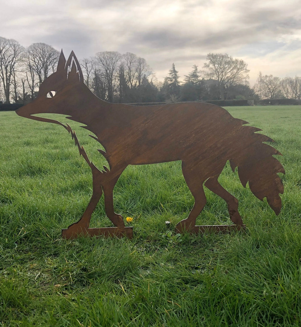 Rustic Warehouse Norfolk | Rusty Metal Walking Fox Garden Statue - 75cm