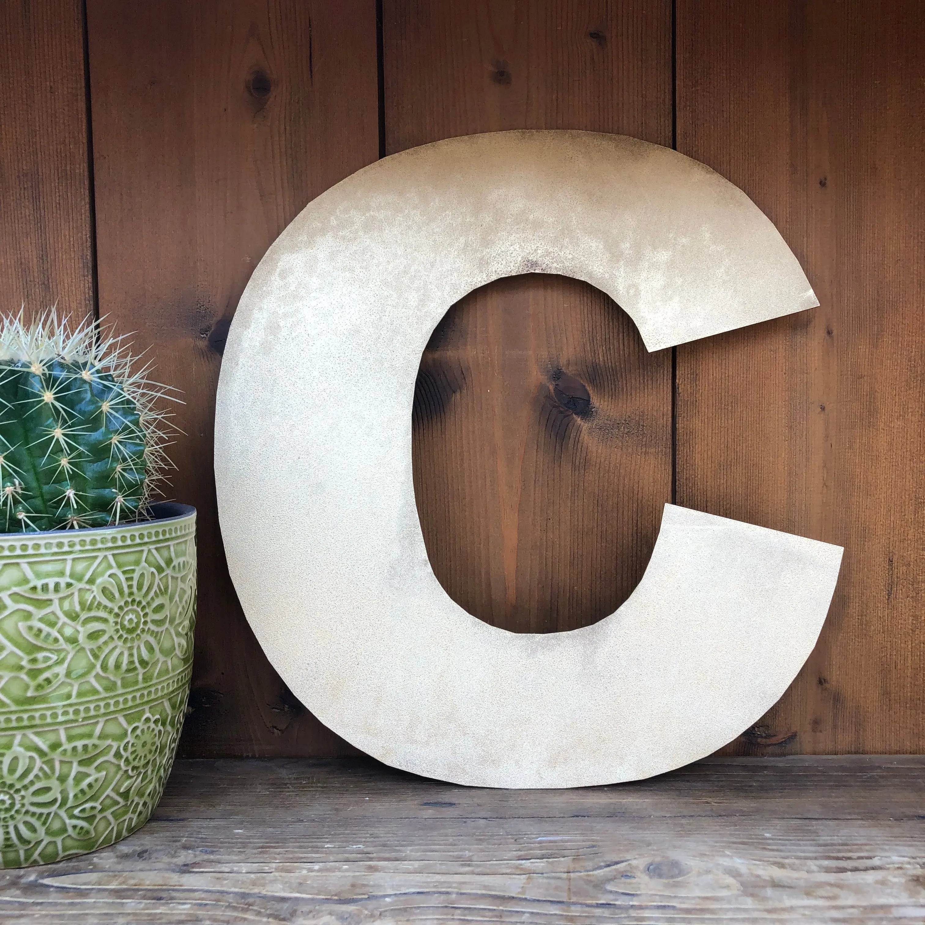 Rustic Warehouse Gold Metal Alphabet Letters – Vintage Fat Font Signage