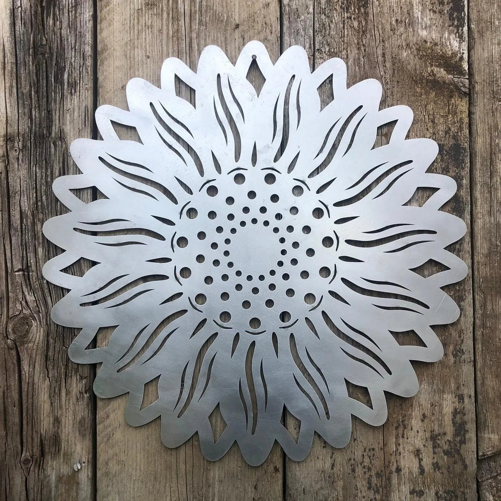 Rustic Warehouse Norfolk | Large Galvanized Steel Sunflower Wall Art