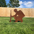 Rustic Metal Kneeling Soldier Garden Decoration | 55cm Steel Sculpture