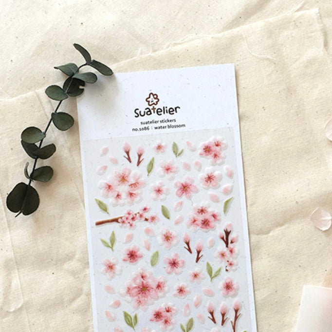 Water Blossom Floral Stickers for Journaling by LuLuFun Studio – 1 Sheet