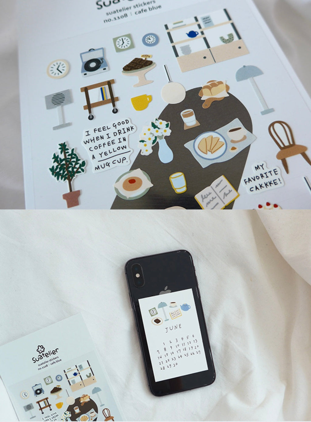 Suatelier Cafe Blue Decorative Stickers for Journaling and Scrapbooking
