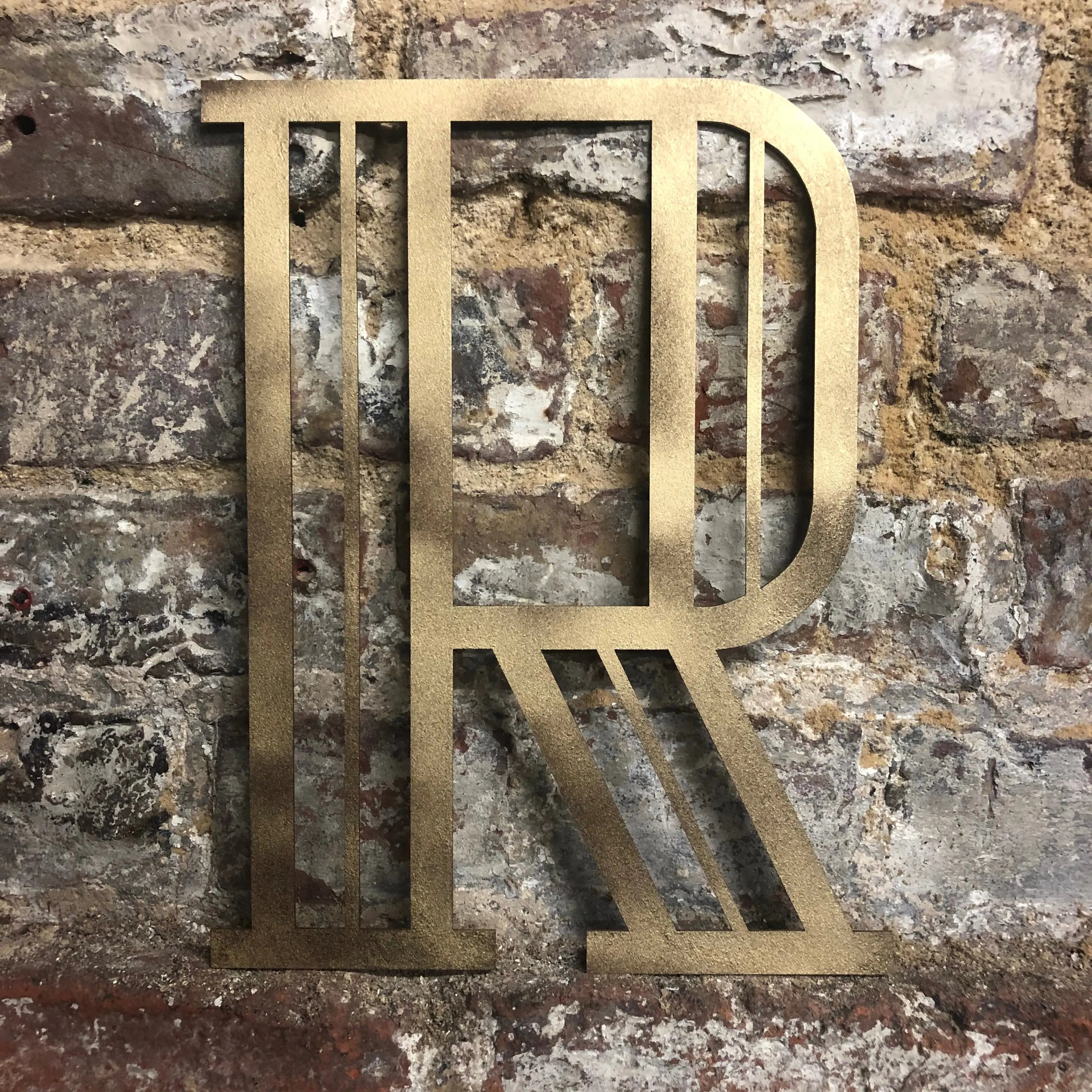 Rustic Warehouse Gold Art Deco Metal Alphabet Letters for House Signs