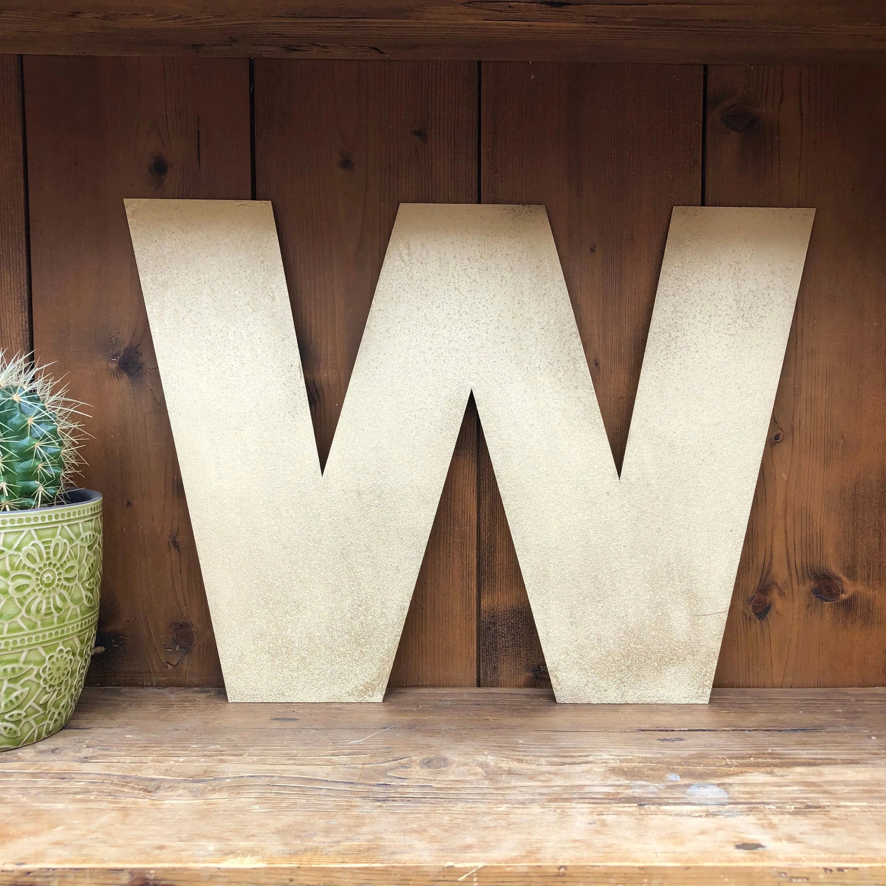 Rustic Warehouse Gold Metal Alphabet Letters – Vintage Fat Font Signage