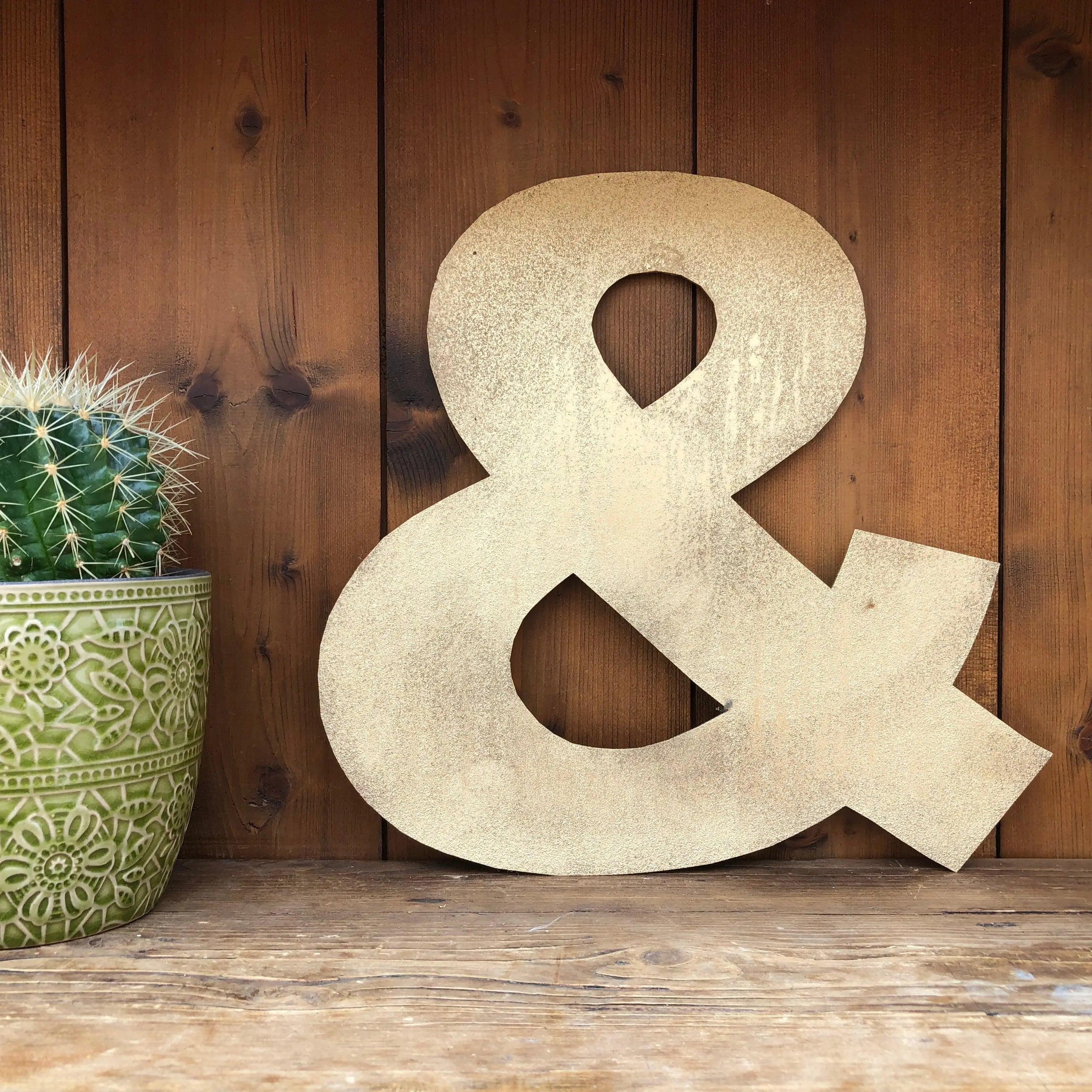 Rustic Warehouse Gold Metal Alphabet Letters – Vintage Fat Font Signage