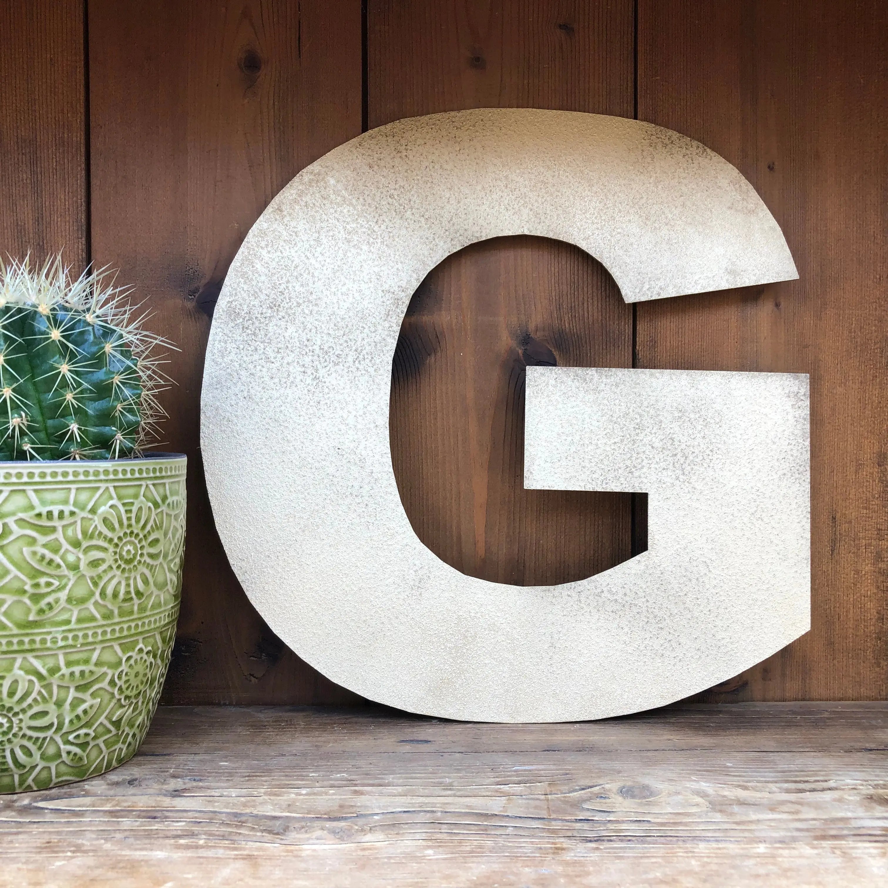 Rustic Warehouse Gold Metal Alphabet Letters – Vintage Fat Font Signage