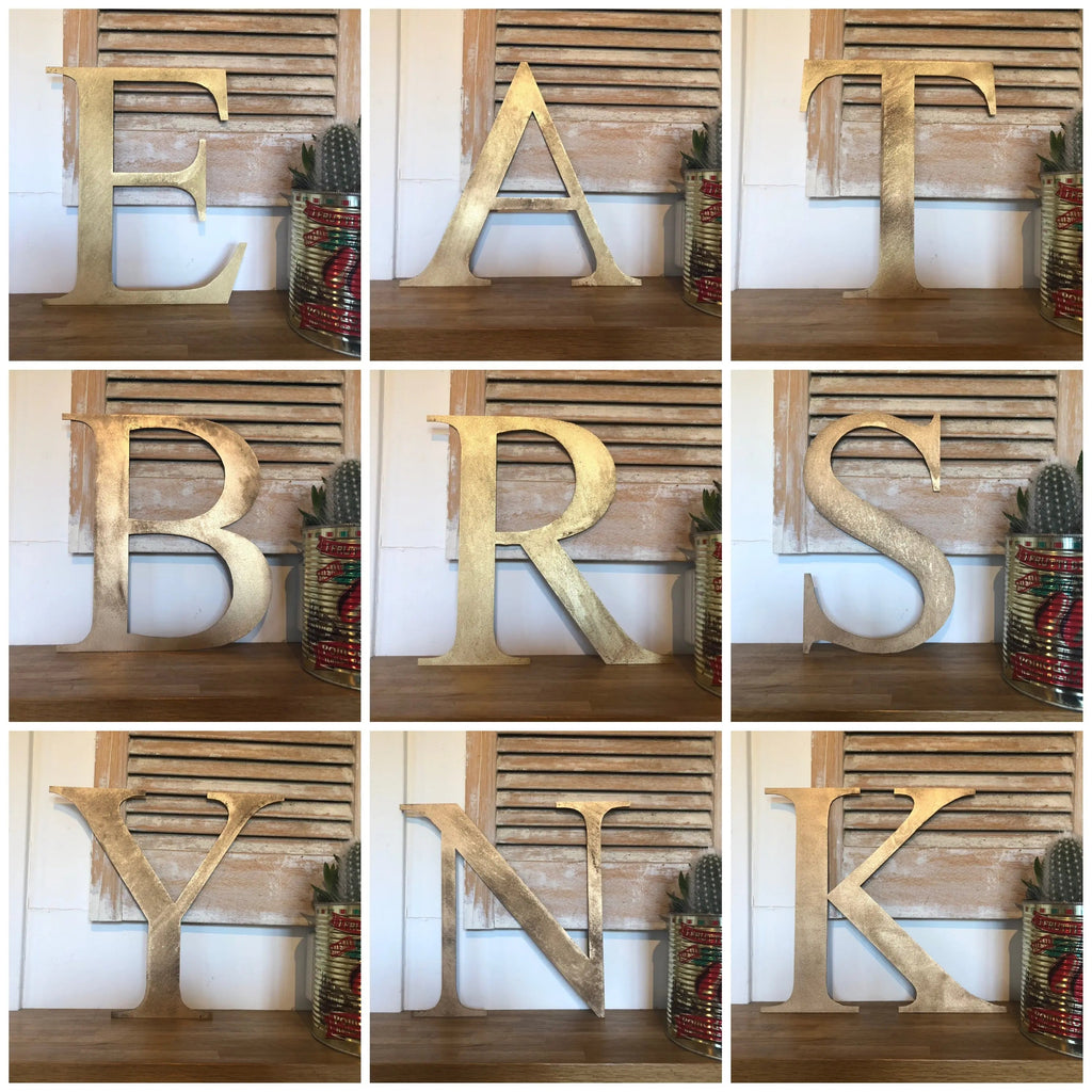 Rustic Distressed Gold Metal Letters | Classic Steel Wall Signage by RWN