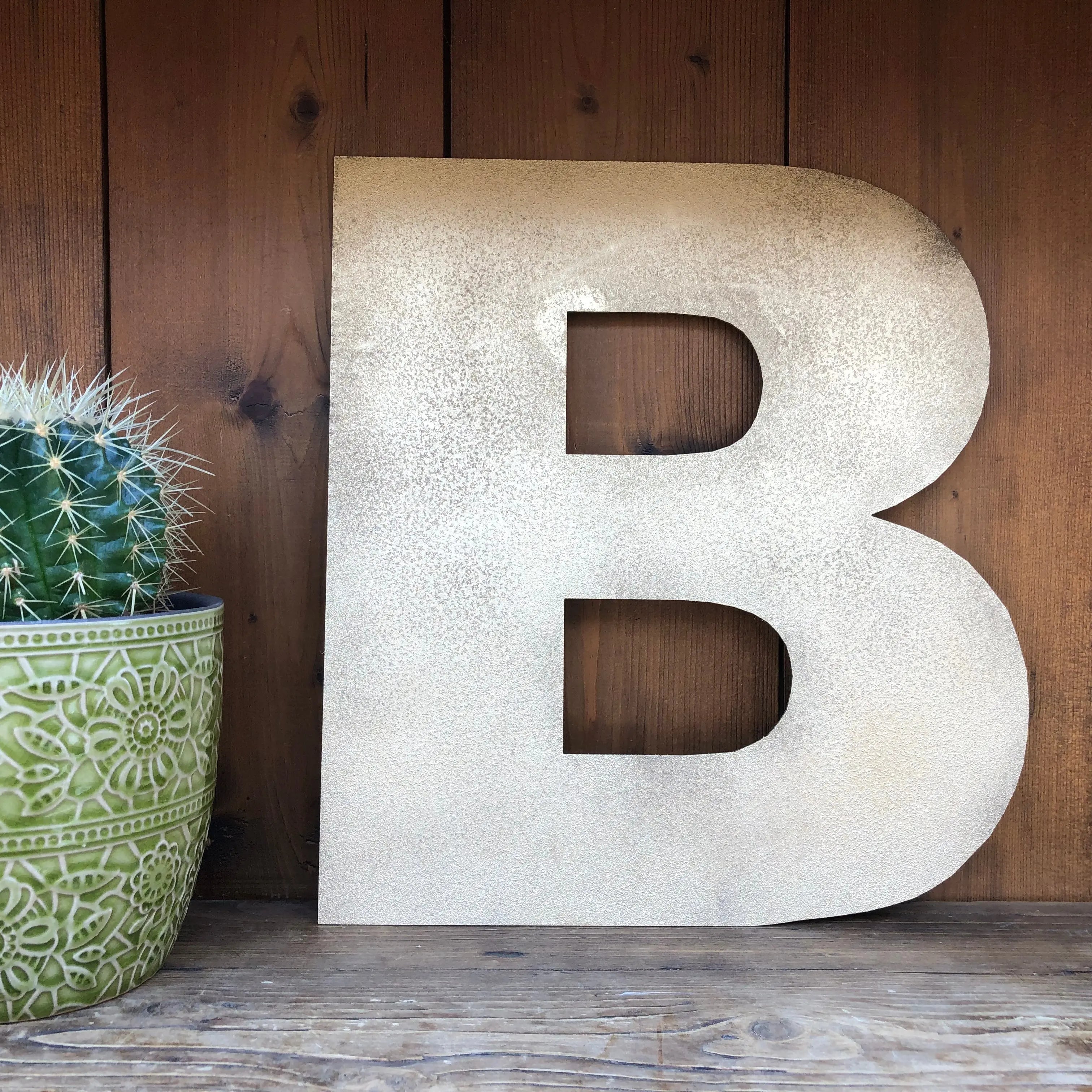 Rustic Warehouse Gold Metal Alphabet Letters – Vintage Fat Font Signage