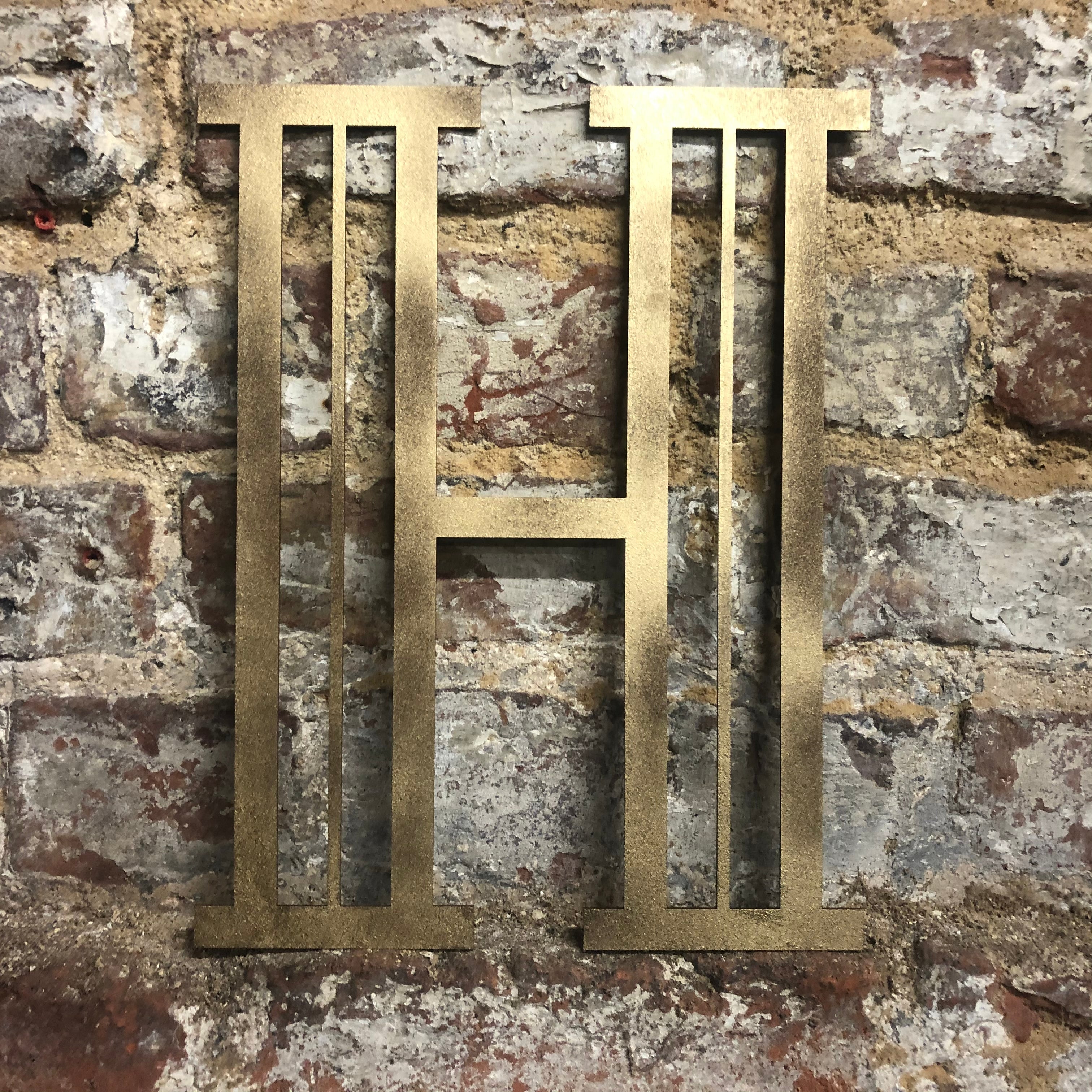 Rustic Warehouse Gold Art Deco Metal Alphabet Letters for House Signs