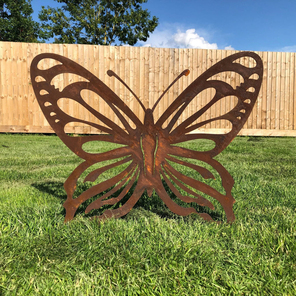 Large Rusty Metal Butterfly Wall Art – Rustic Steel Garden Ornament