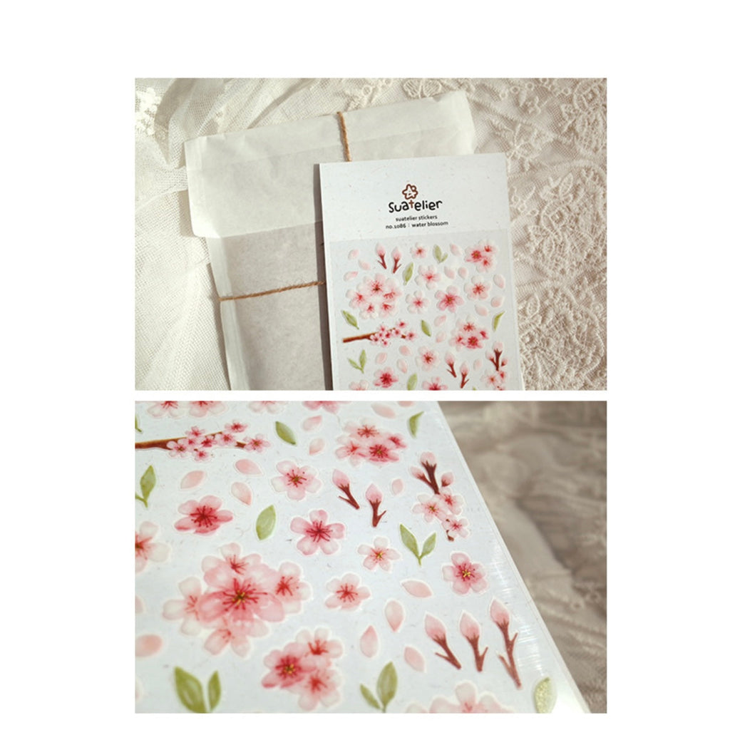 Water Blossom Floral Stickers for Journaling by LuLuFun Studio – 1 Sheet