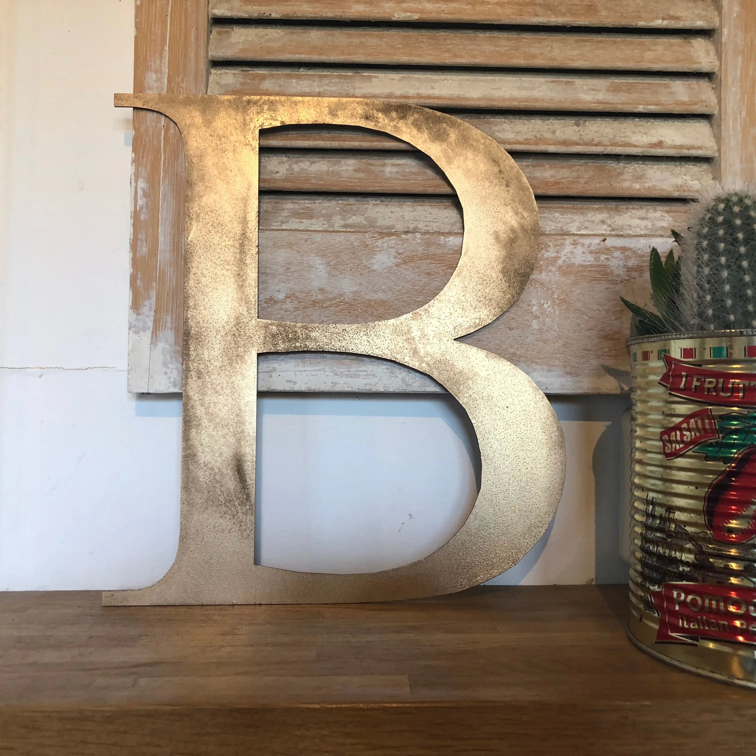Rustic Distressed Gold Metal Letters | Classic Steel Wall Signage by RWN