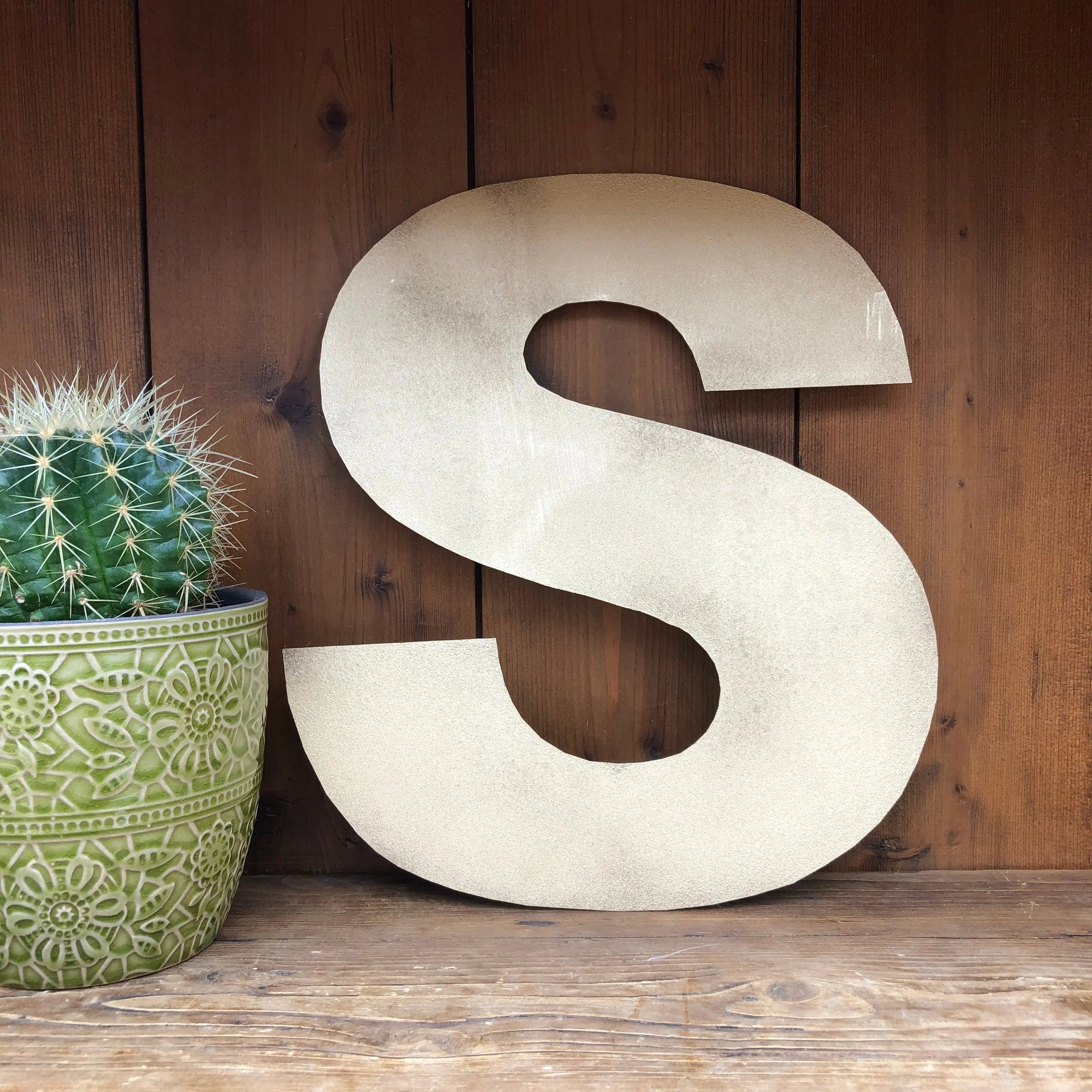 Rustic Warehouse Gold Metal Alphabet Letters – Vintage Fat Font Signage