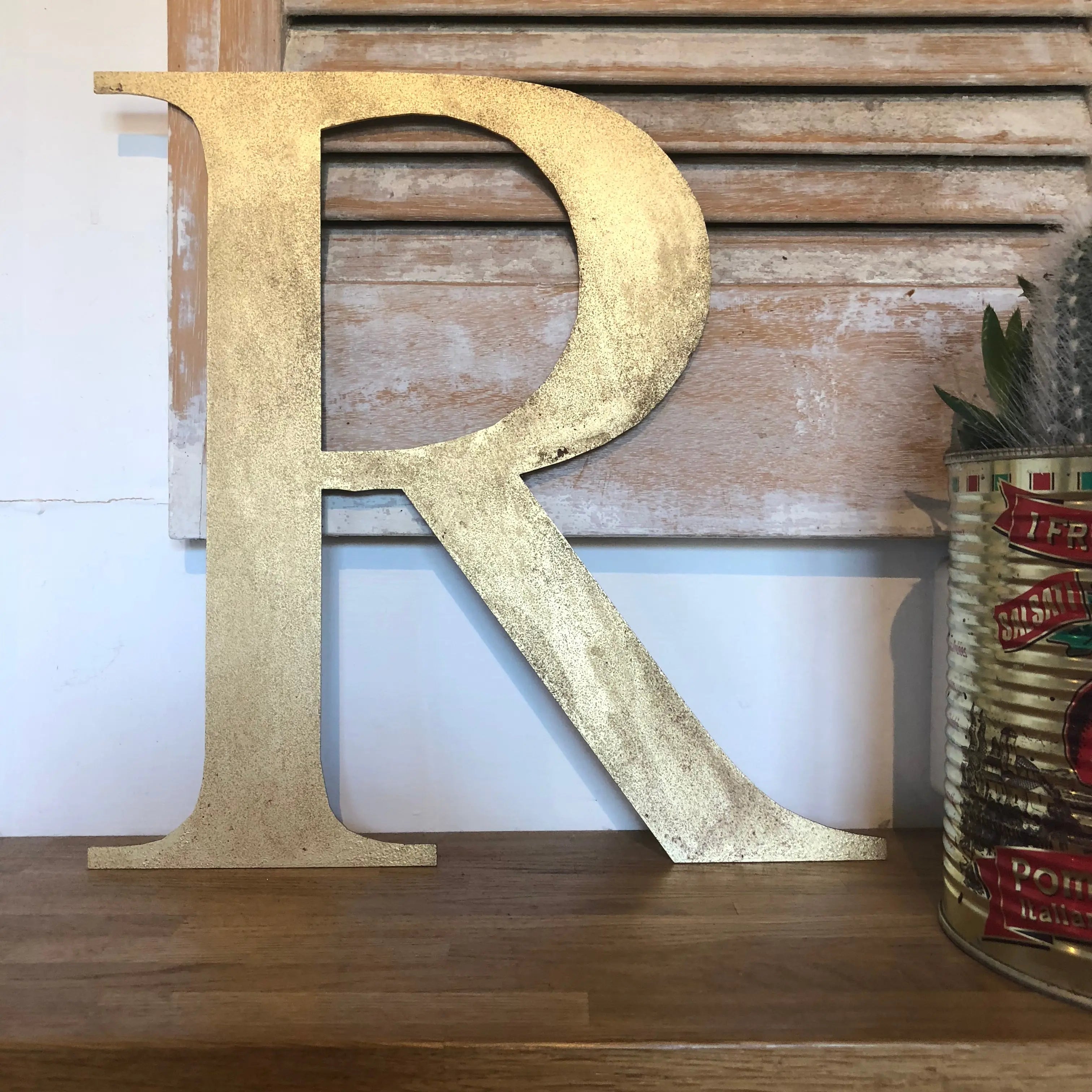 Rustic Distressed Gold Metal Letters | Classic Steel Wall Signage by RWN