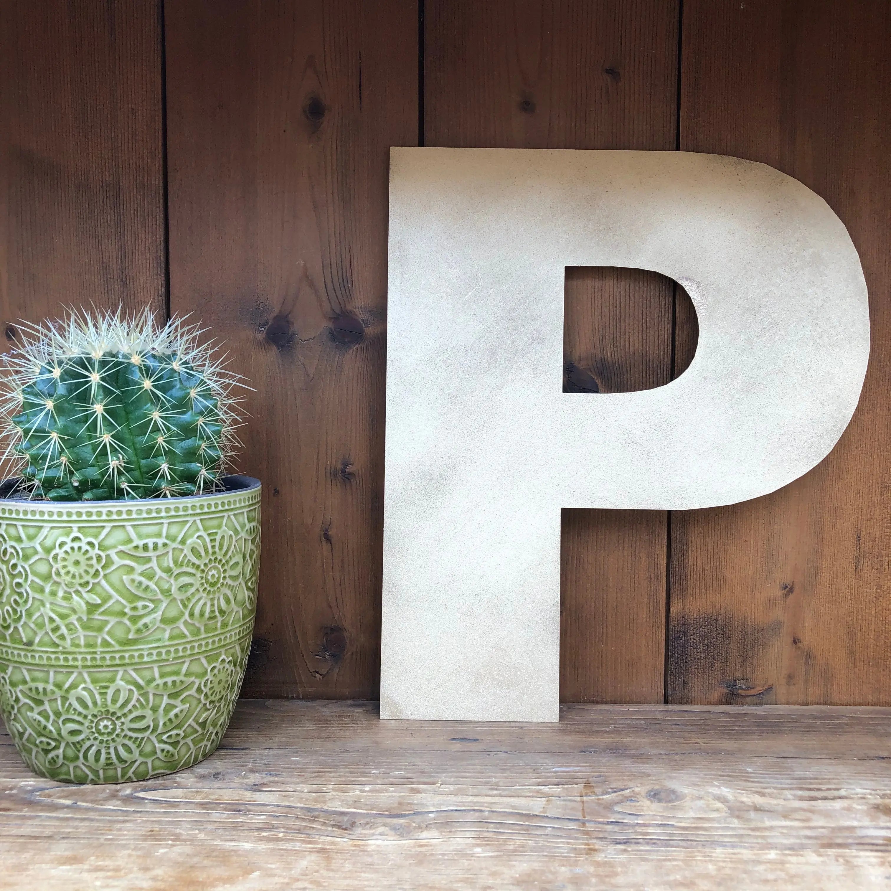 Rustic Warehouse Gold Metal Alphabet Letters – Vintage Fat Font Signage
