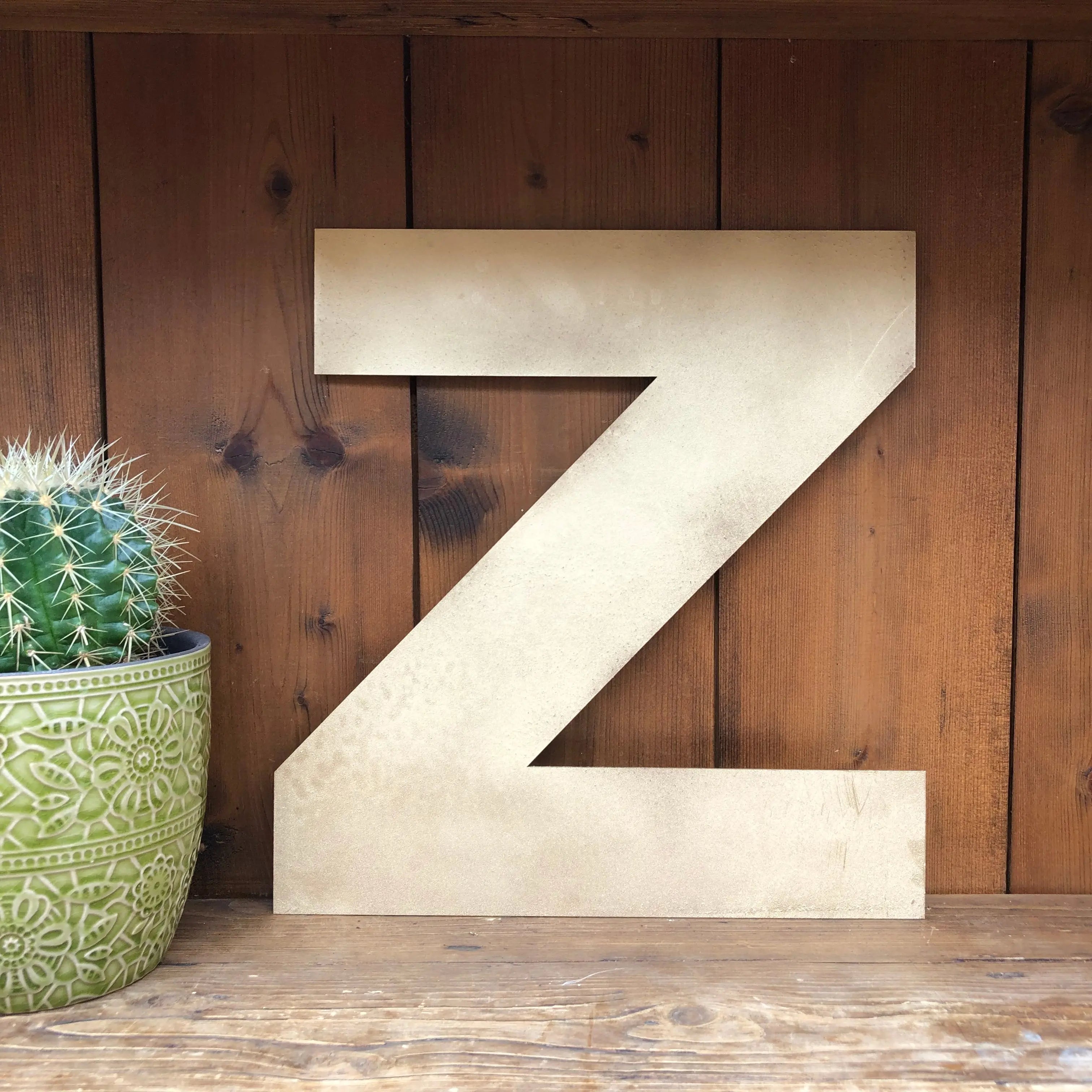 Rustic Warehouse Gold Metal Alphabet Letters – Vintage Fat Font Signage