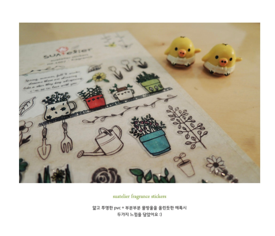Suatelier Fragrance Decorative Floral Sticker Sheet for Journaling